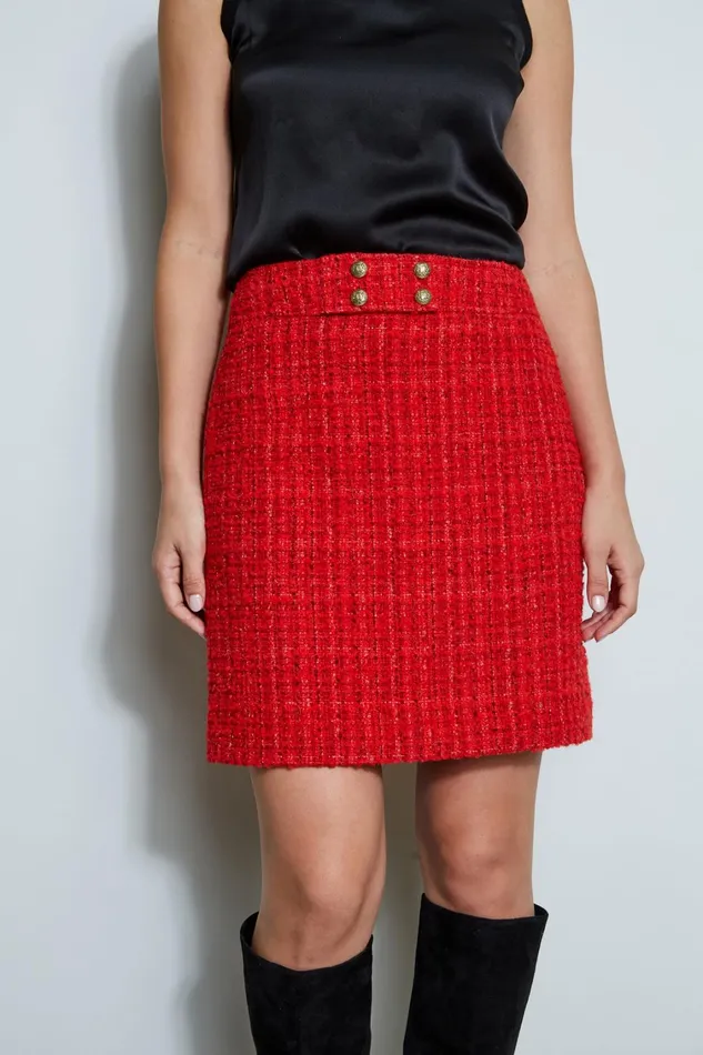 Elie Tahari Skirts French Tweed Skirt Flame Red 8211 Women