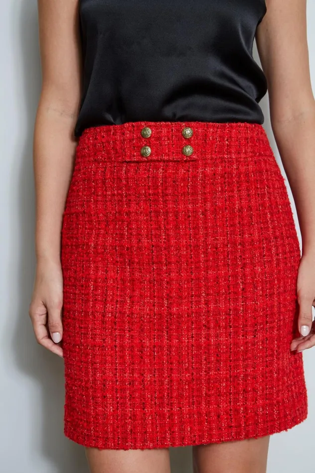 Elie Tahari Skirts French Tweed Skirt Flame Red 8211 Women