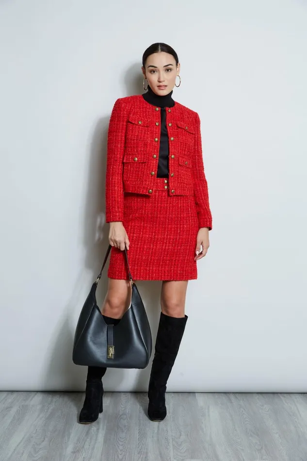 Elie Tahari Skirts French Tweed Skirt Flame Red 8211 Women