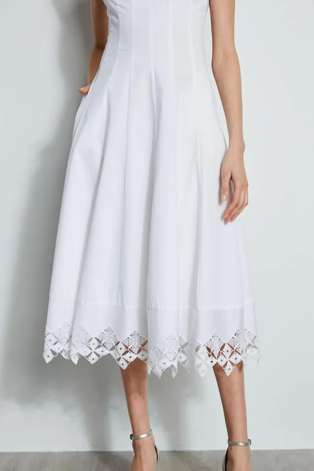 Elie Tahari Sleeveless Dresses Cotton Poplin Square Neck Dress White 8211 Women