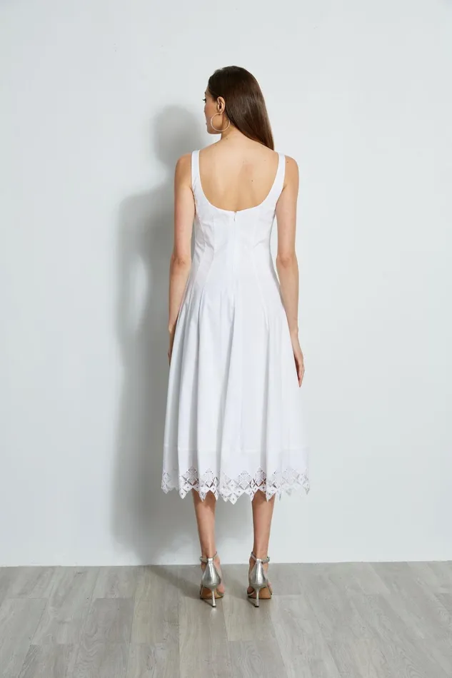 Elie Tahari Sleeveless Dresses Cotton Poplin Square Neck Dress White 8211 Women