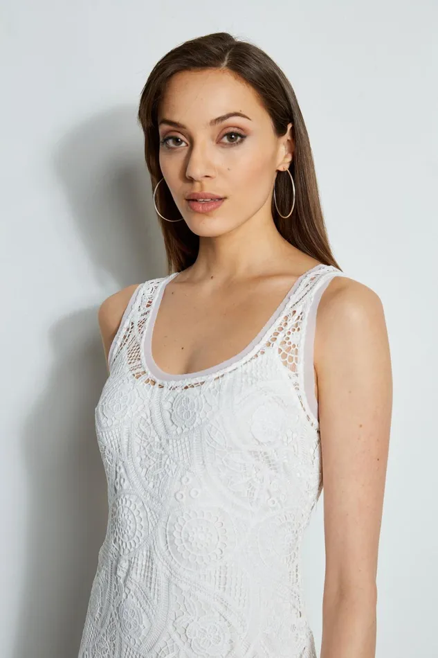 Elie Tahari Sleeveless Dresses Lace Maxi Dress Pearl 8211 Women