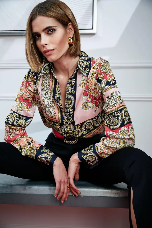 Elie Tahari Suiting Baroque Scarf Print Shirt Wonder Wheel Baroque Print 8211 Women