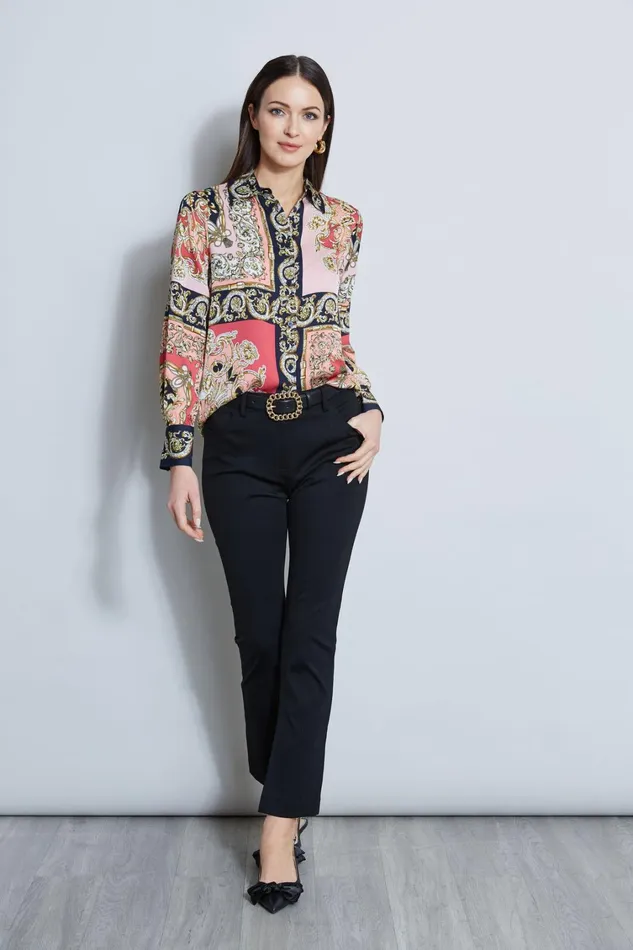 Elie Tahari Suiting Baroque Scarf Print Shirt Wonder Wheel Baroque Print 8211 Women