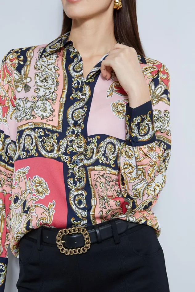 Elie Tahari Suiting Baroque Scarf Print Shirt Wonder Wheel Baroque Print 8211 Women