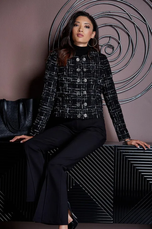 Elie Tahari Suiting Metallic Kissed Tweed Jacket Black Multi 8211 Women