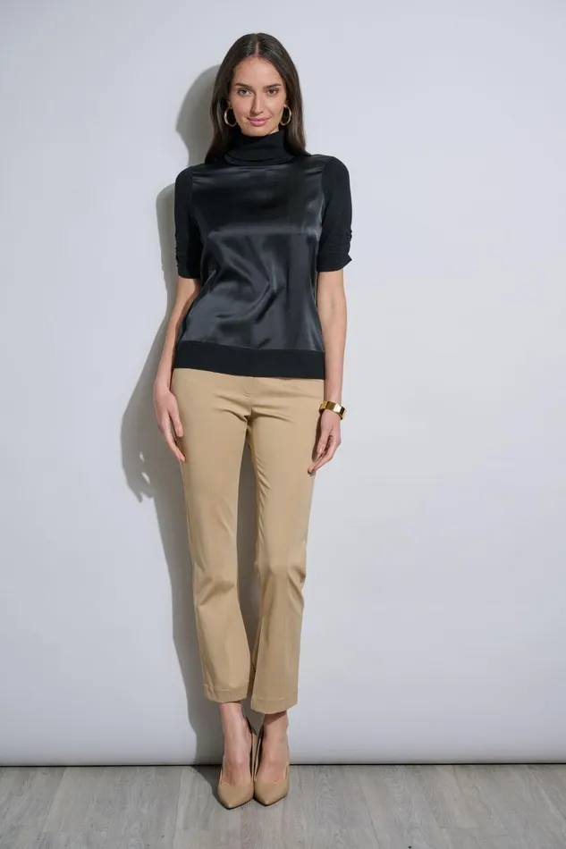 Elie Tahari Suiting Short Sleeve Satin Front Sweater Black 8211 Women