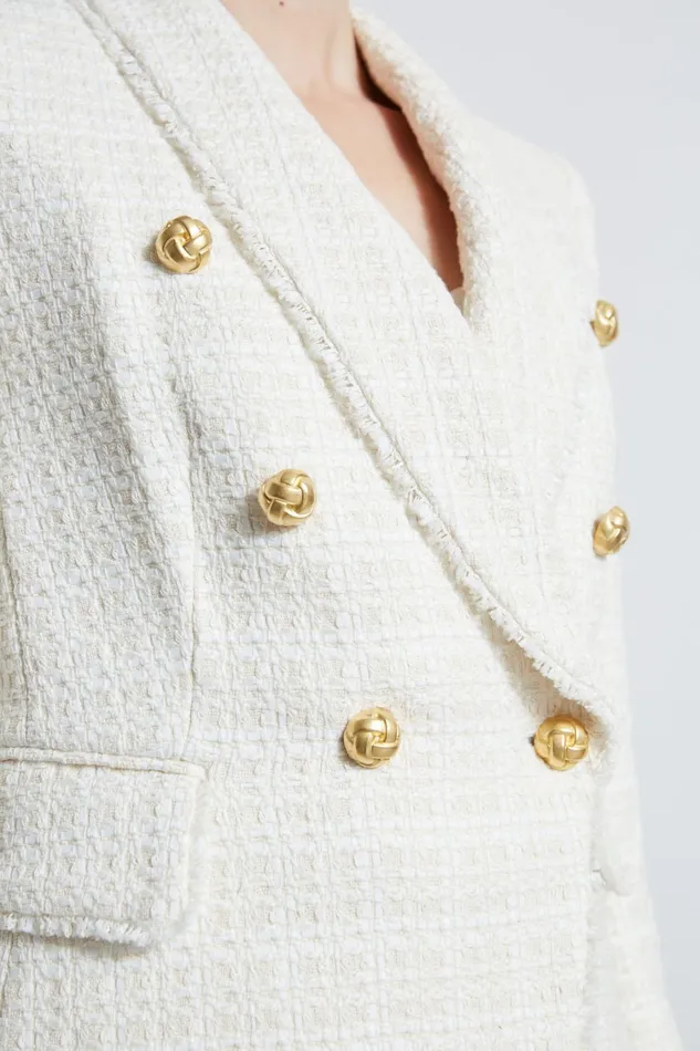Elie Tahari Suiting Tweed Double Breasted Blazer Foam 8211 Women