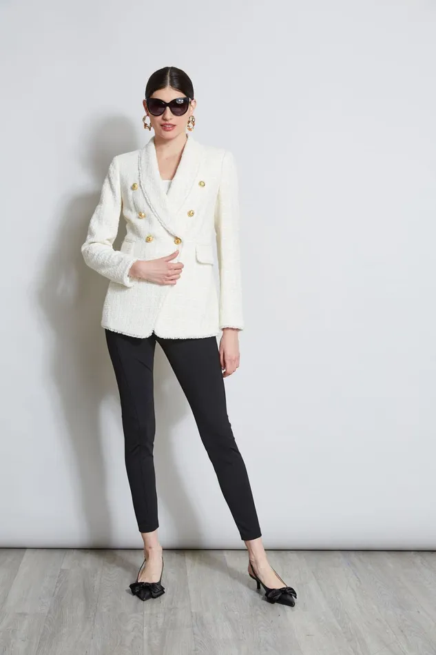 Elie Tahari Suiting Tweed Double Breasted Blazer Foam 8211 Women