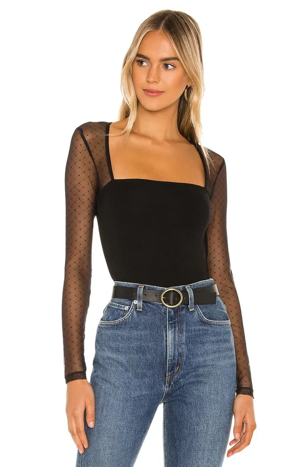 Elisabetta Bodysuit Black Women Lovers and Friends Tops