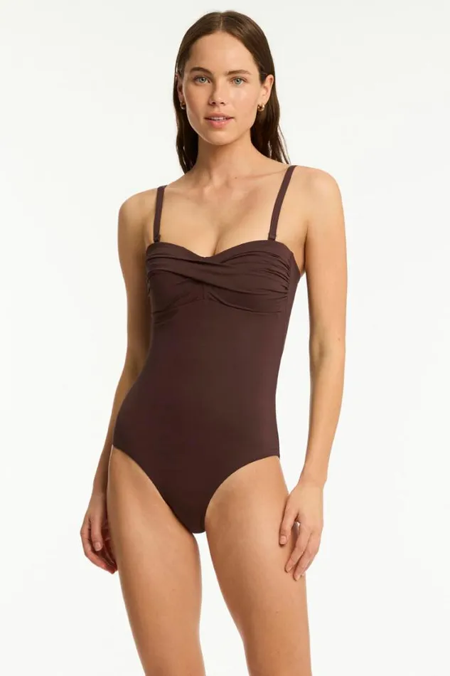 Essentials Edit Twist Bandeau One Piece Eco Essentials Cocoa Women Sea Level One Pieces