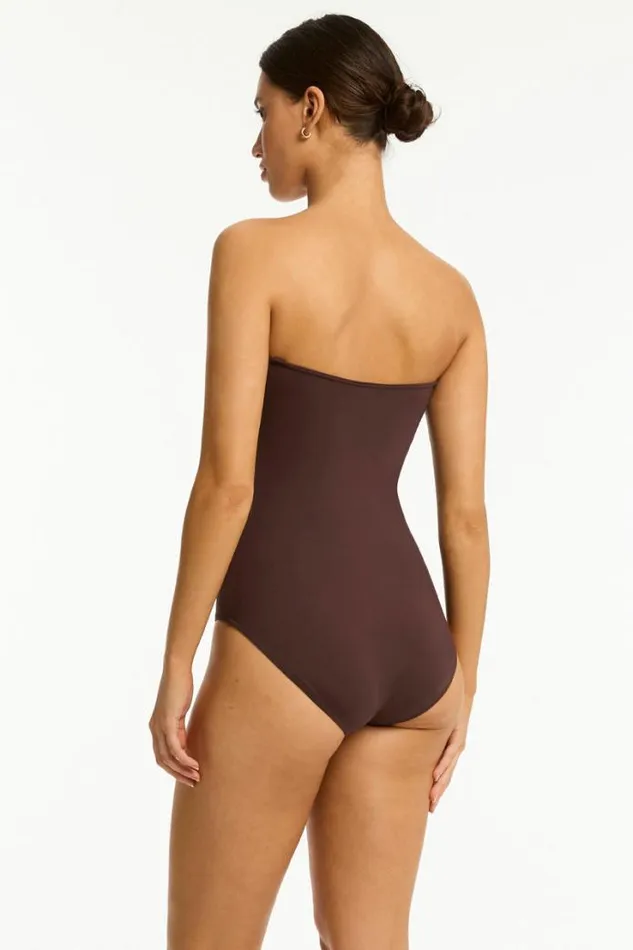 Essentials Edit Twist Bandeau One Piece Eco Essentials Cocoa Women Sea Level One Pieces