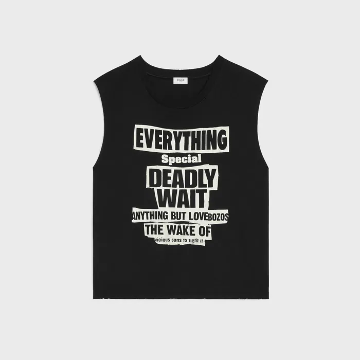Everything Special Tank Top In Cotton Black White Men CELINE TSHIRTS AND SWEATSHIRTS Everything Special Tank Top In Cotton Black White Men CELINE TSHIRTS AND SWEATSHIRTS