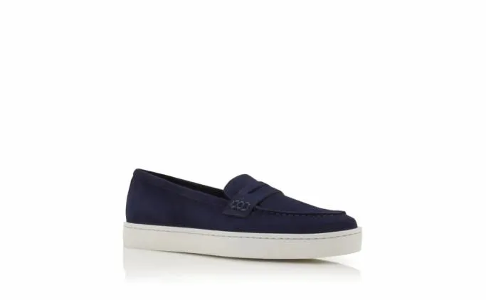 Flats Women Manolo Blahnik ELLISANavy Blue Suede Penny Loafers Flats Women Manolo Blahnik ELLISANavy Blue Suede Penny Loafers