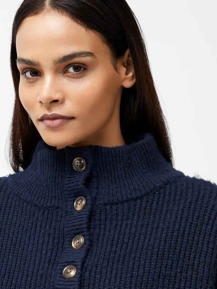 French Connection 14 Button Drop Shoulder Jumper Dark Navy Woman Jumpers and Cardigans French Connection 14 Button Drop Shoulder Jumper Dark Navy Woman Jumpers and Cardigans
