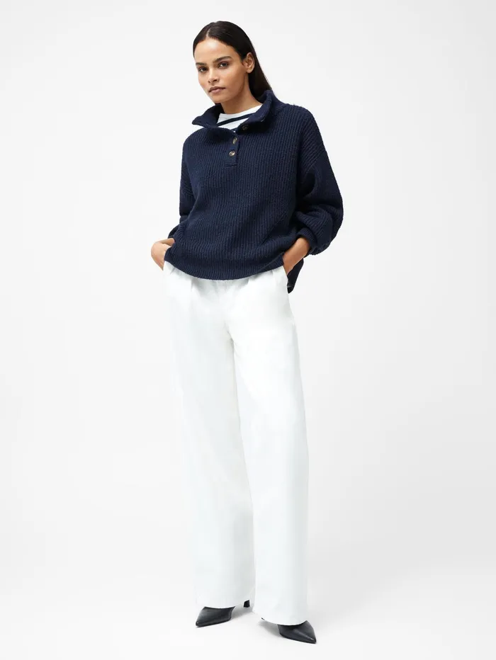 French Connection 14 Button Drop Shoulder Jumper Dark Navy Woman Jumpers and Cardigans