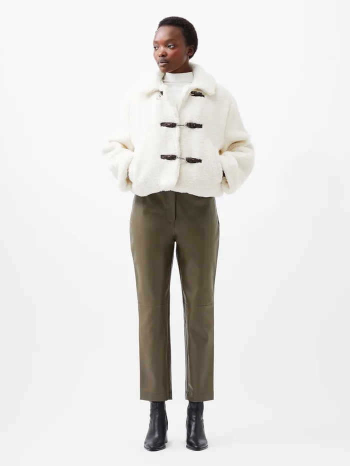 French Connection Alex Faux Fur Jacket Classic Cream Woman Coats and Jackets