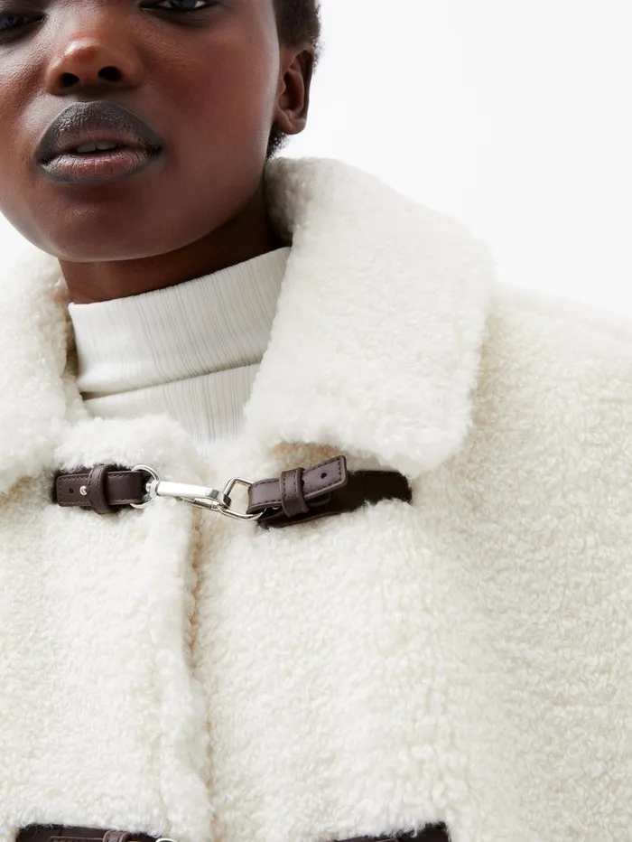 French Connection Alex Faux Fur Jacket Classic Cream Woman Coats and Jackets