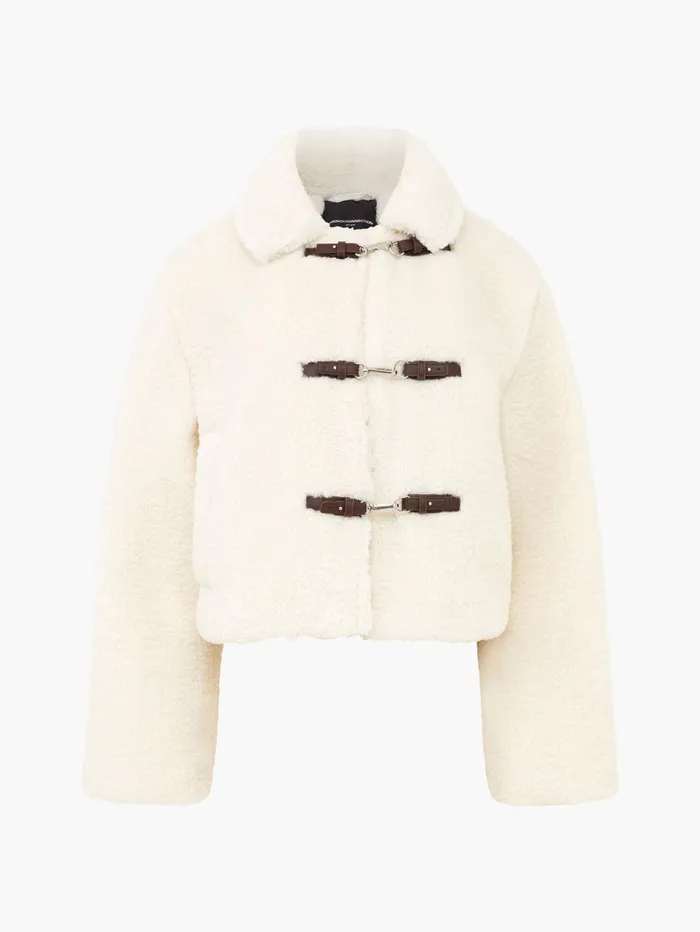 French Connection Alex Faux Fur Jacket Classic Cream Woman Coats and Jackets