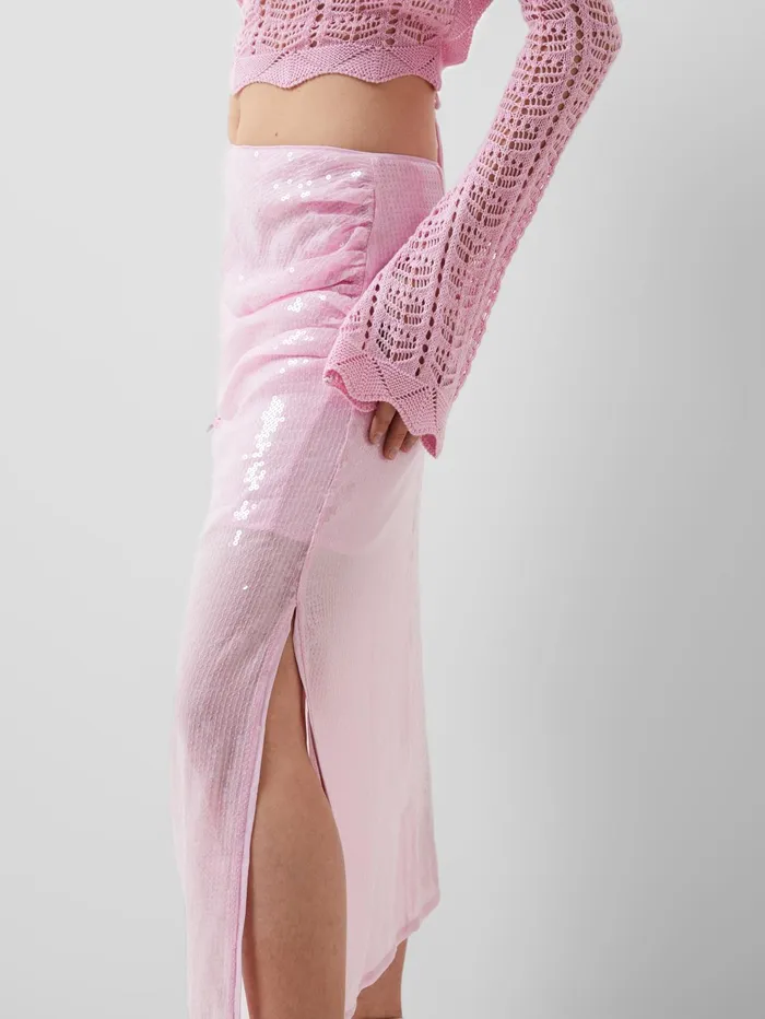 French Connection Anisha Sequin Skirt Strawberry Shake Woman Coords