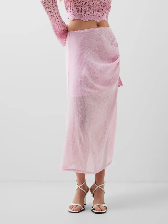 French Connection Anisha Sequin Skirt Strawberry Shake Woman Coords