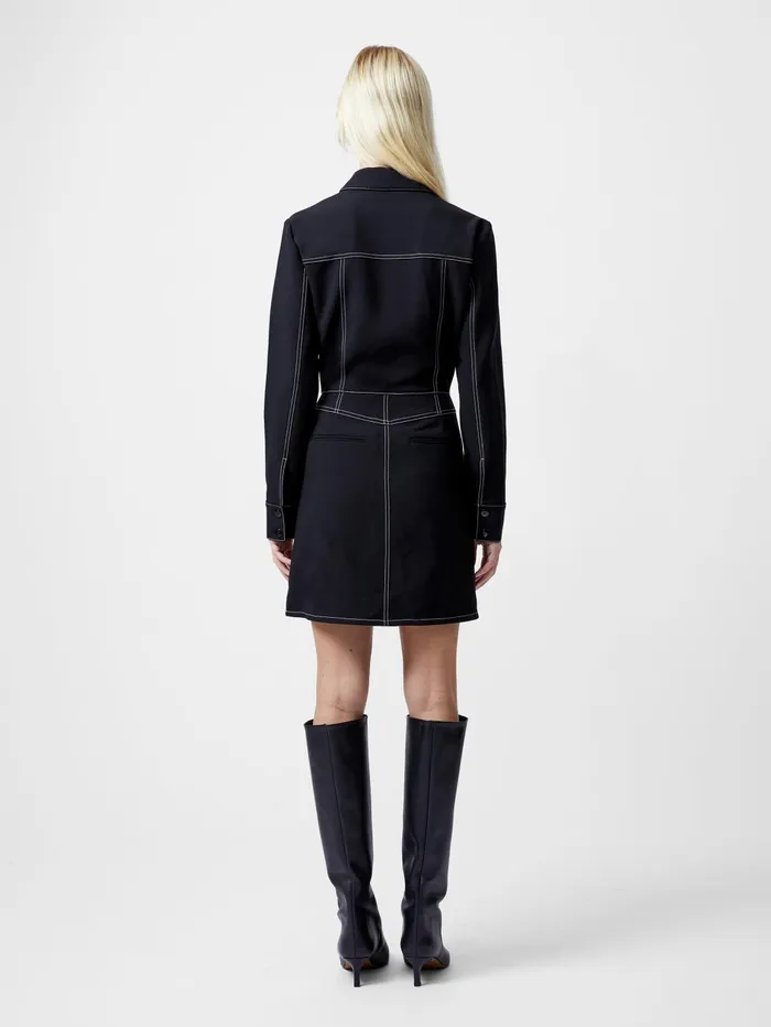 French Connection Azra Twill Mini Dress Unlined Black Woman Dresses