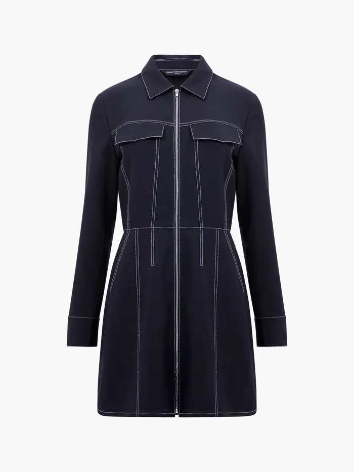 French Connection Azra Twill Mini Dress Unlined Black Woman Dresses