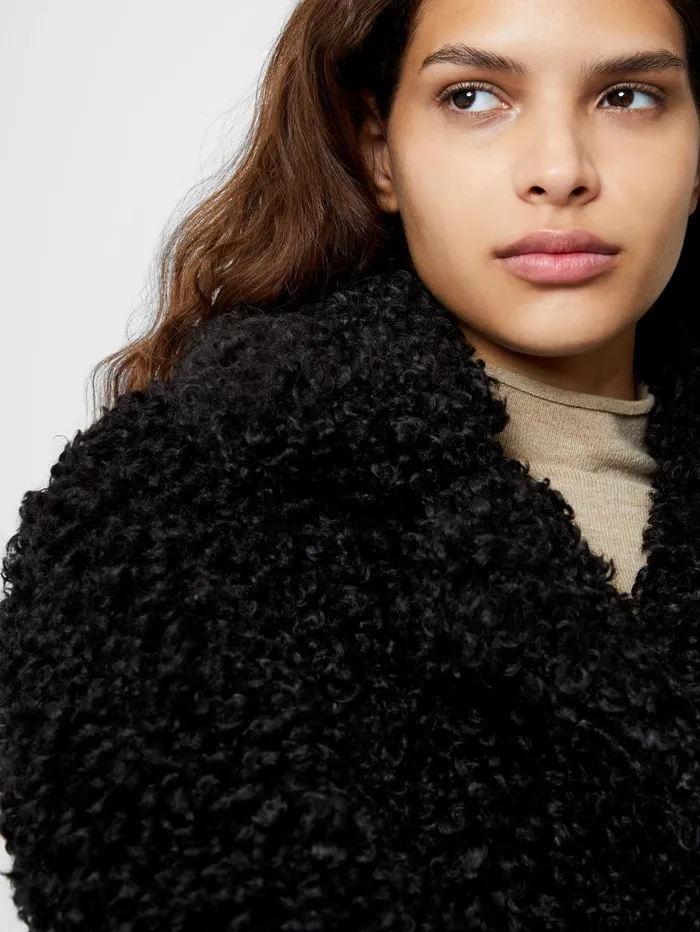 French Connection Boucle Peak Lapel Coat Black Woman Coats and Jackets