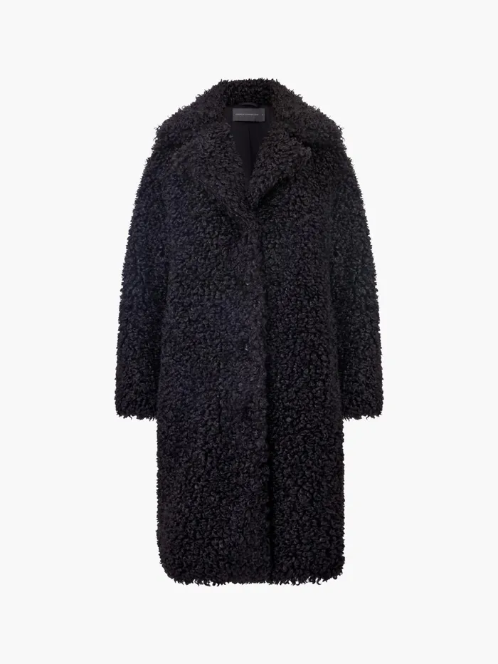 French Connection Boucle Peak Lapel Coat Black Woman Coats and Jackets