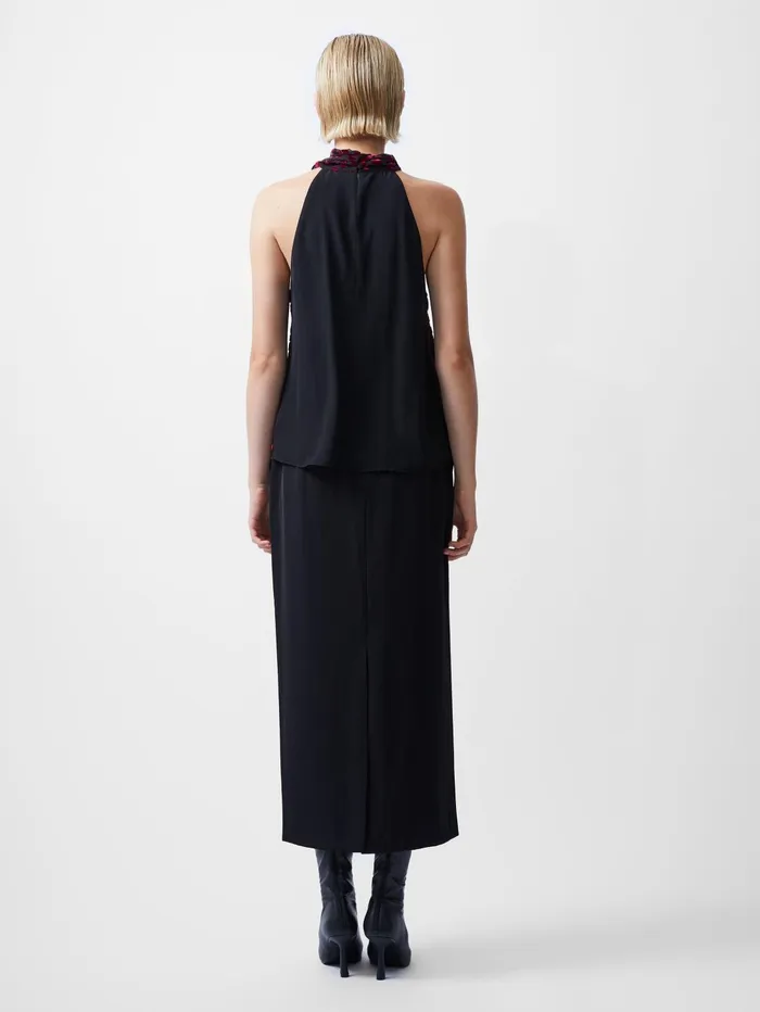 French Connection Cadie Devore Halterneck Top Blackout Baked Cherry Woman Tops