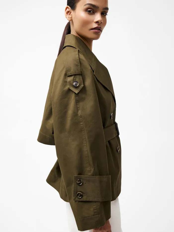 French Connection Denby Belted Trench Coat Khaki Woman Coats and Jackets