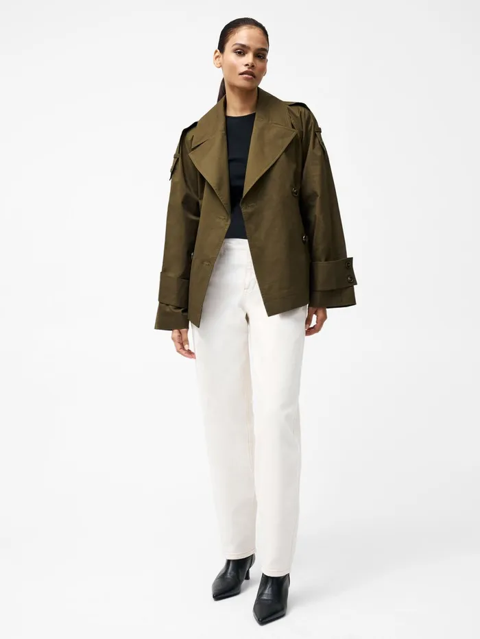 French Connection Denby Belted Trench Coat Khaki Woman Coats and Jackets