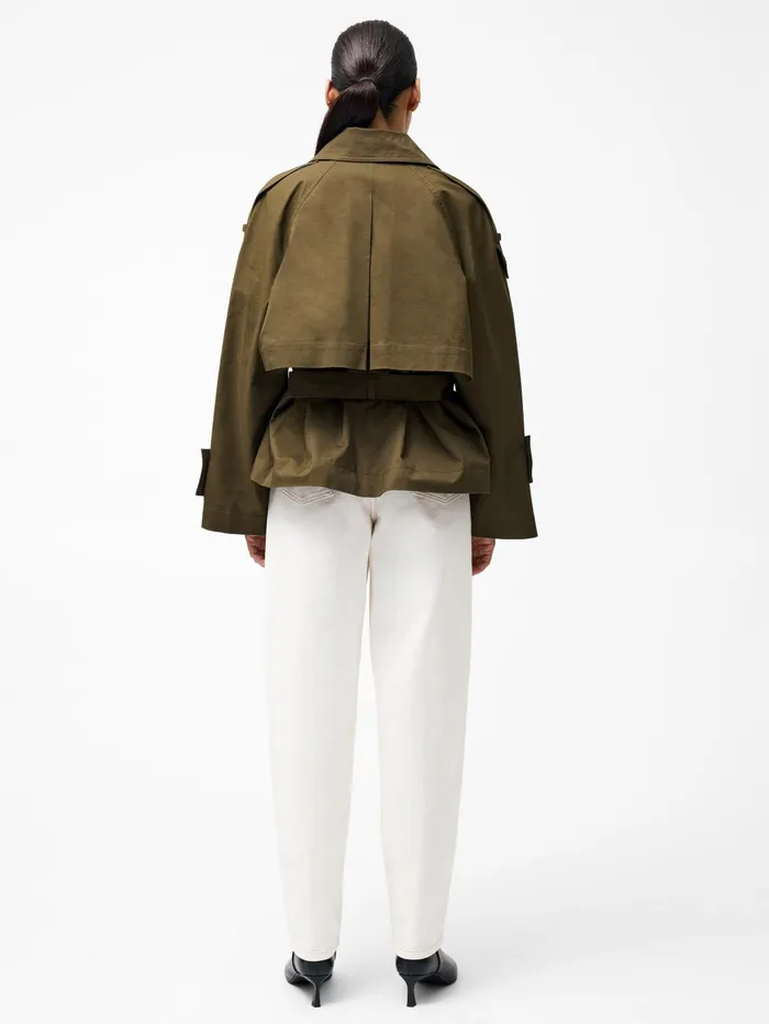 French Connection Denby Belted Trench Coat Khaki Woman Coats and Jackets