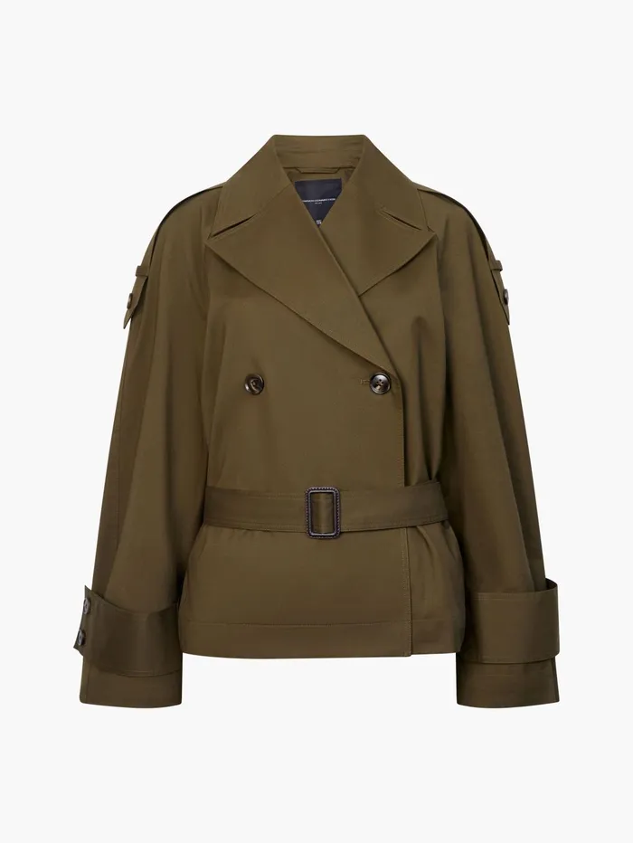 French Connection Denby Belted Trench Coat Khaki Woman Coats and Jackets