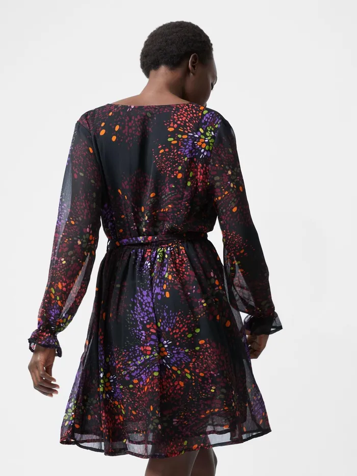 French Connection Elise Wrap Mini Dress Black Multi Woman Dresses