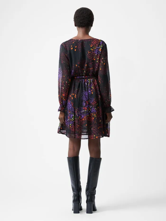 French Connection Elise Wrap Mini Dress Black Multi Woman Dresses