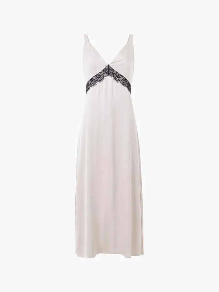 French Connection Ennis Satin Lace Dress Classic CreamBlackout Woman Dresses