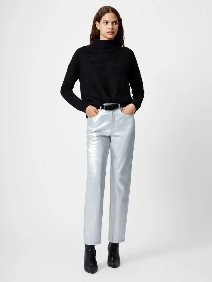 French Connection Faux Leather Regular Fit Jeans Silver Woman Trousers