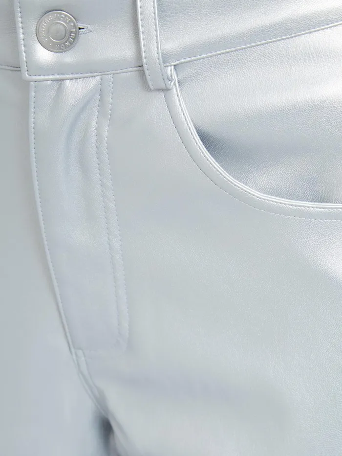 French Connection Faux Leather Regular Fit Jeans Silver Woman Trousers