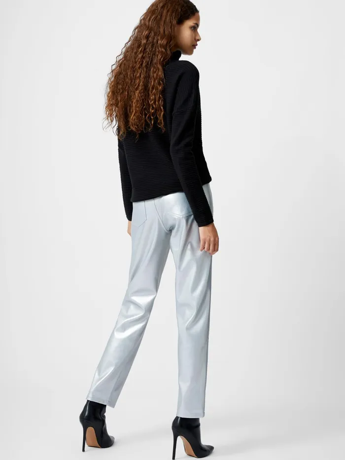 French Connection Faux Leather Regular Fit Jeans Silver Woman Trousers