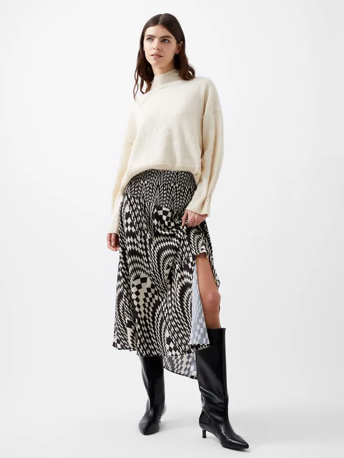 French Connection Fern Arie Crepe Asymmetrical Skirt Classic CreamBlackout Woman Skirts French Connection Fern Arie Crepe Asymmetrical Skirt Classic CreamBlackout Woman Skirts