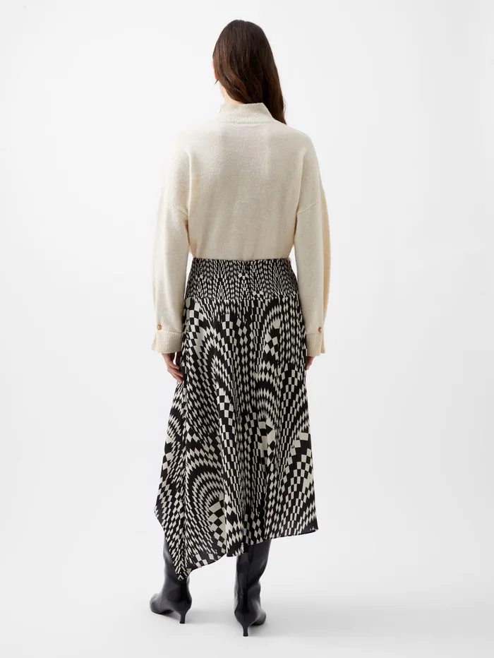 French Connection Fern Arie Crepe Asymmetrical Skirt Classic CreamBlackout Woman Skirts