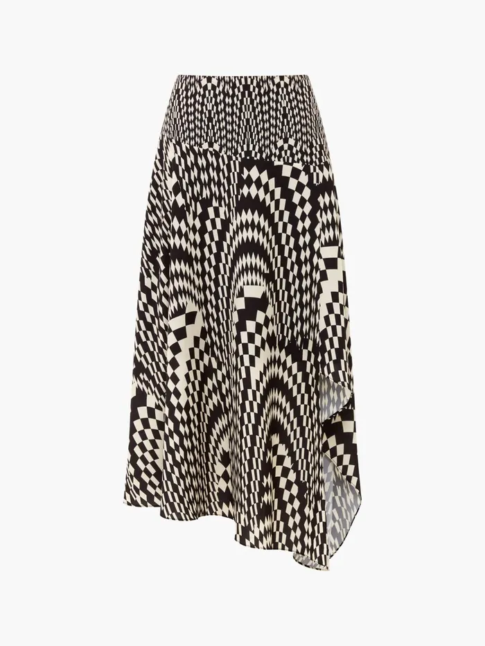 French Connection Fern Arie Crepe Asymmetrical Skirt Classic CreamBlackout Woman Skirts