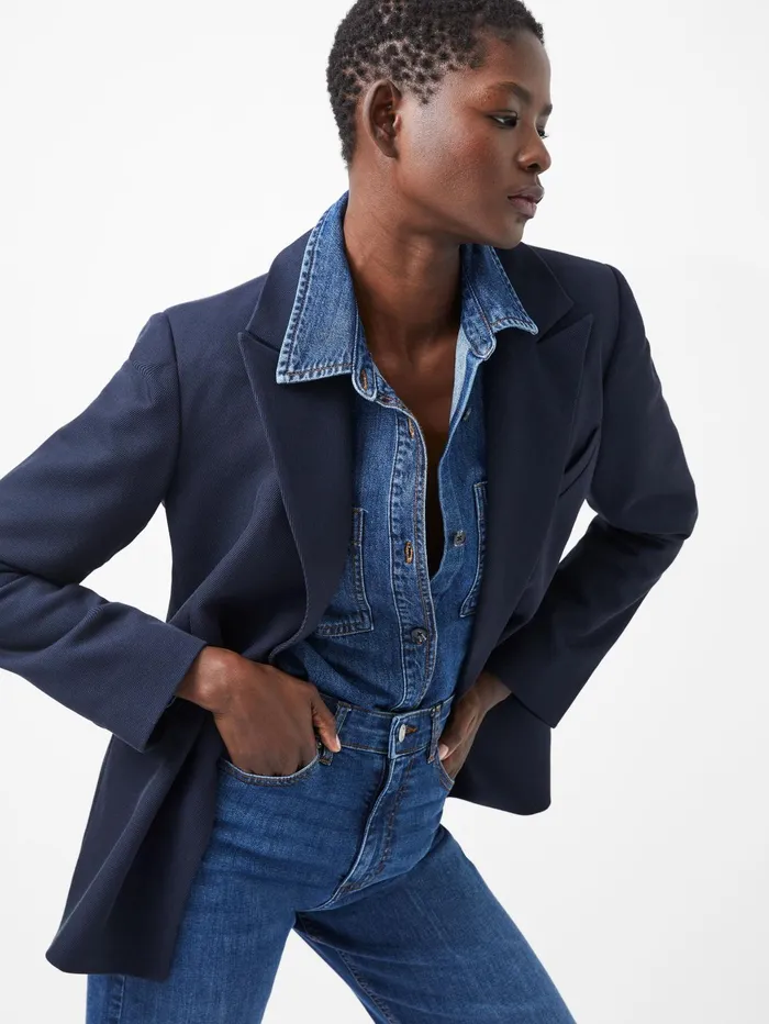 French Connection Florence Twill Blazer Marine Woman Coats and Jackets