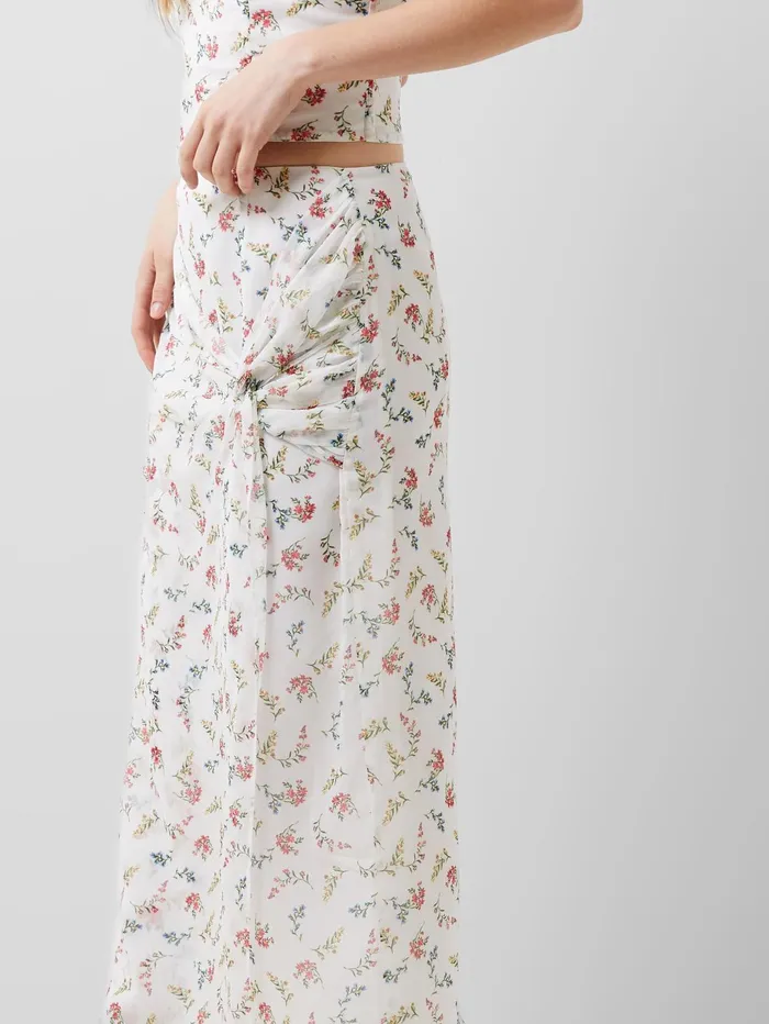 French Connection Floriana Hallie Crinkle Skirt Summer White Woman Coords
