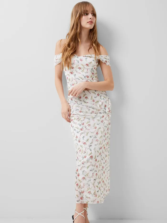 French Connection Floriana Hallie Crinkle Skirt Summer White Woman Coords