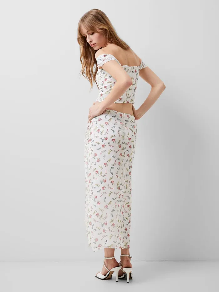 French Connection Floriana Hallie Crinkle Skirt Summer White Woman Coords