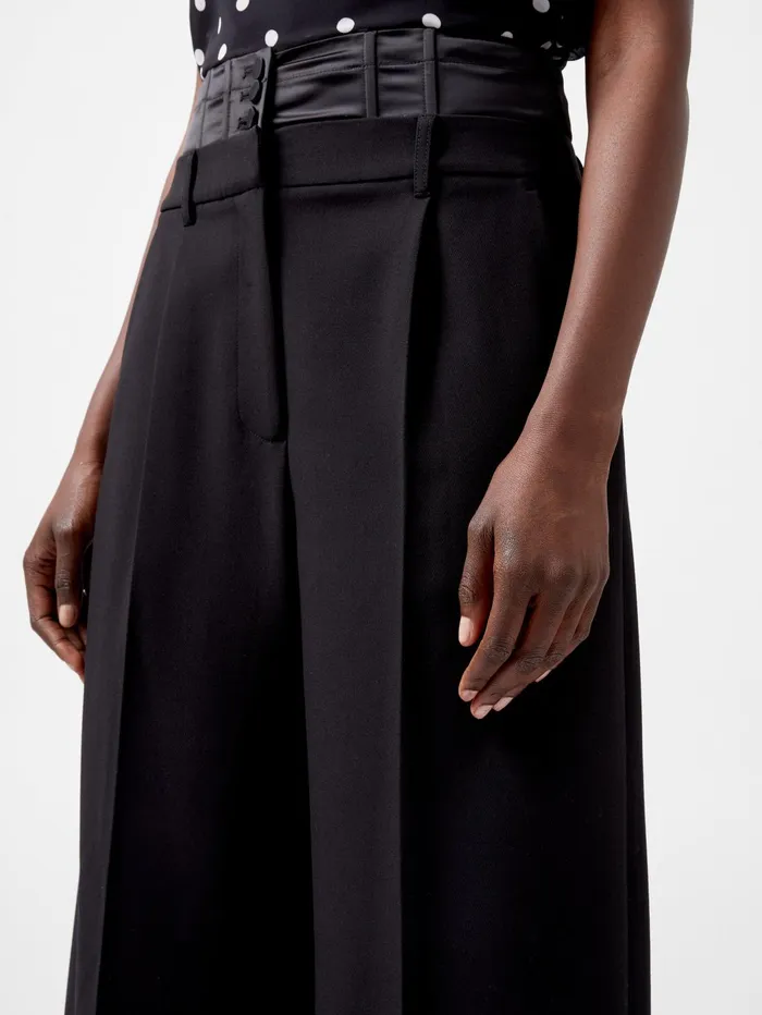 French Connection Gemma Carey Satin Tuxedo Trousers Blackout Woman Trousers