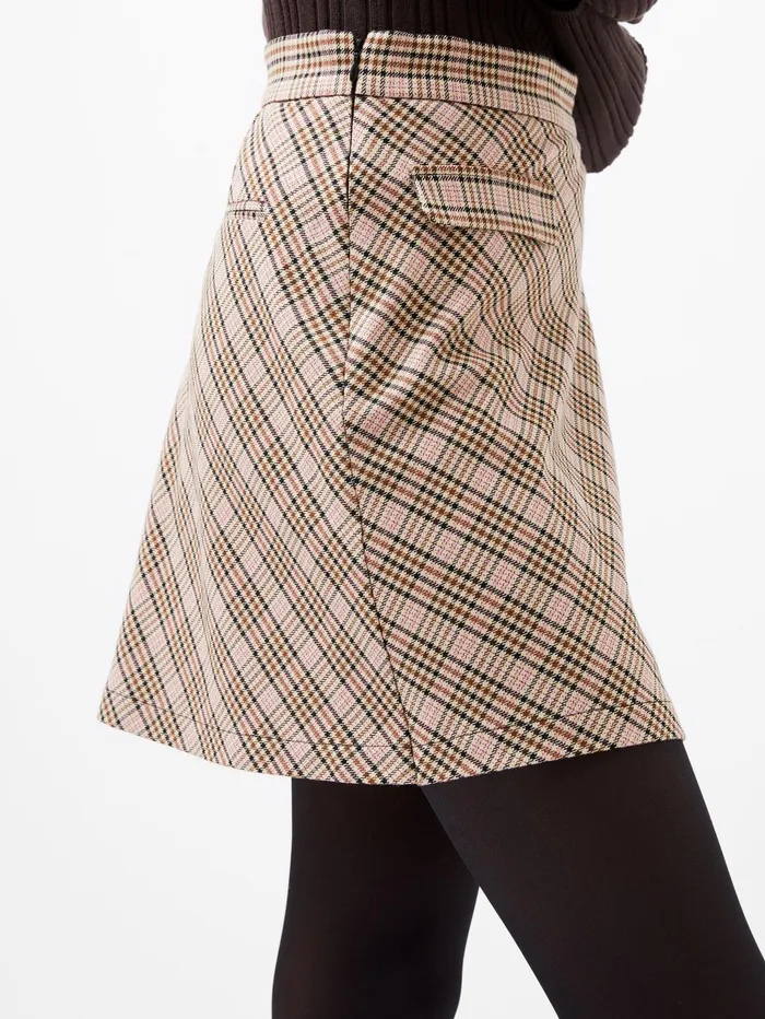 French Connection Gina Check Pleated Mini Skirt Light BrownPink Check Woman Coords