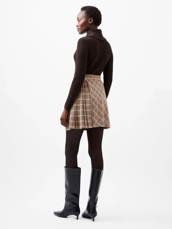 French Connection Gina Check Pleated Mini Skirt Light BrownPink Check Woman Coords